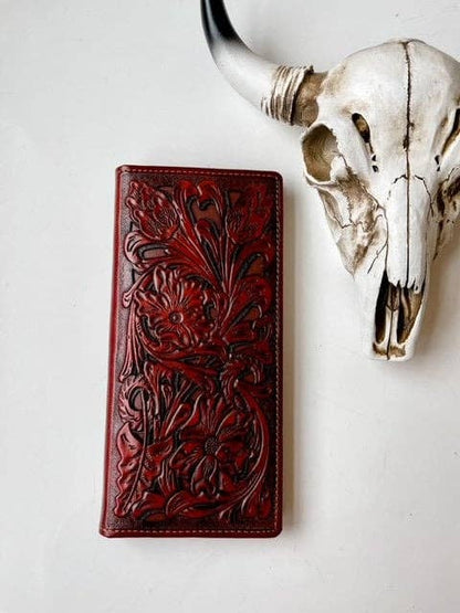 Genuine Tooled Leather Bi-Fold Wallet
