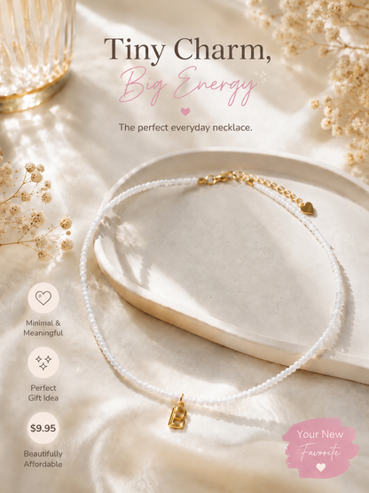 Beaded bubble letter necklace