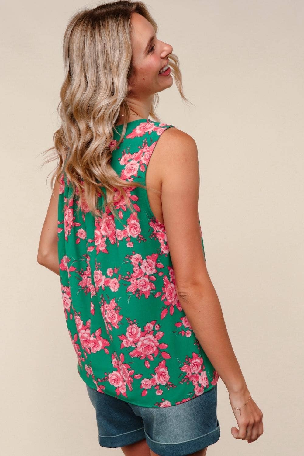 Floral Woven Blouse W/ Front Bow Tied Detail