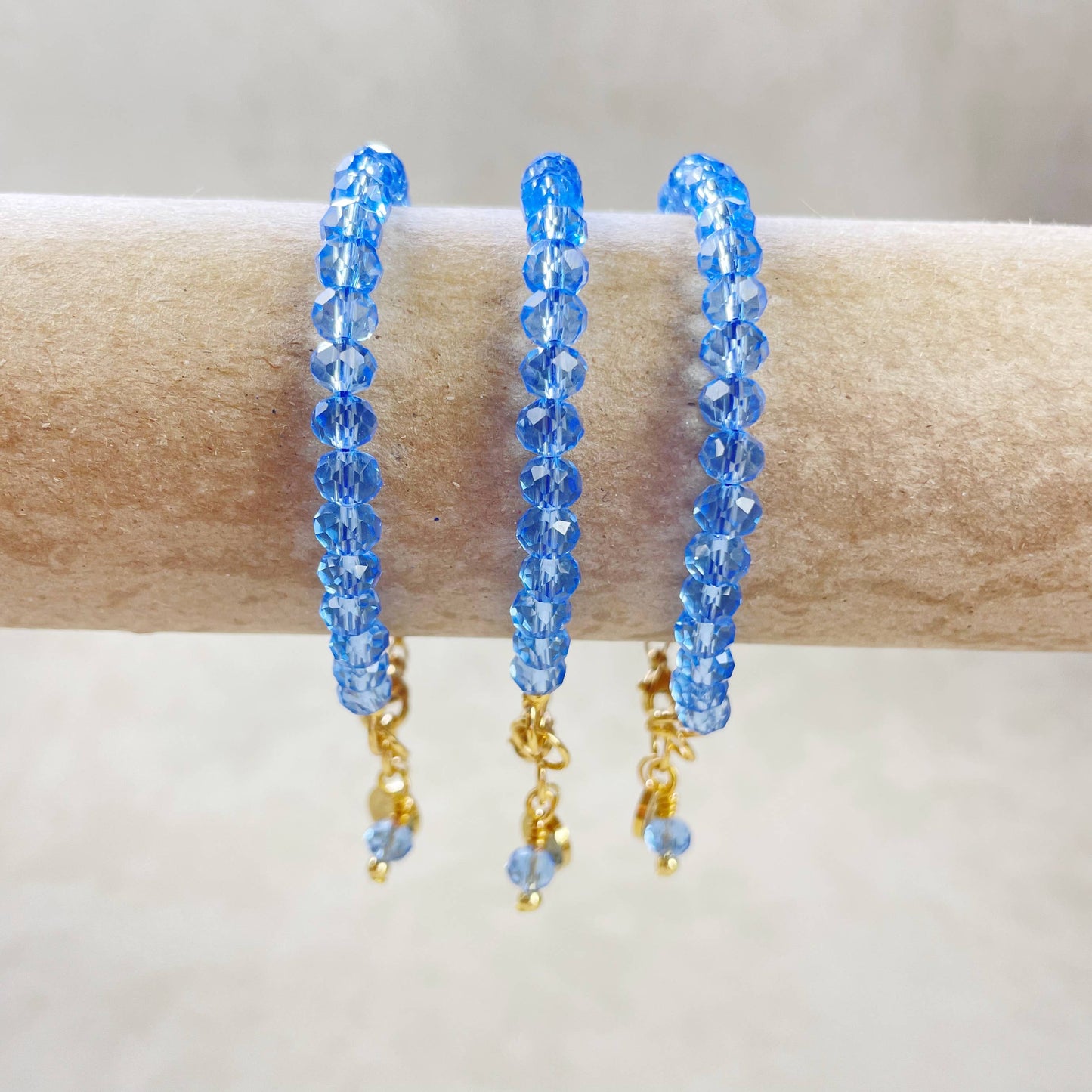 Gloria// Translucent Blue Crystal Beaded Bracelet