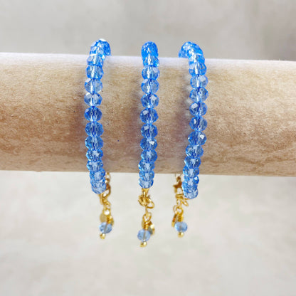 Gloria// Translucent Blue Crystal Beaded Bracelet