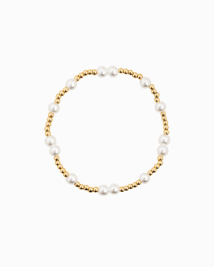 Unique Ball Bead and Pearl Stretch Bracelet Set of 5