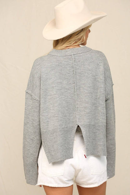 Notch Hem Cropped Sweater