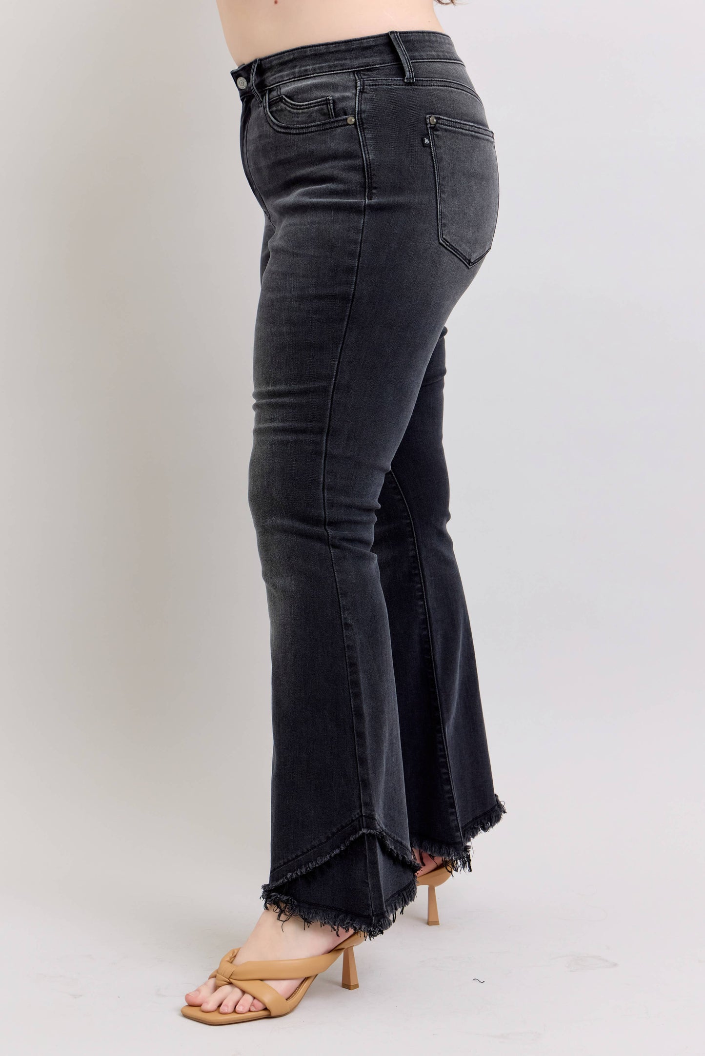 Black Flare w/ Mock Fray Tulip Hem