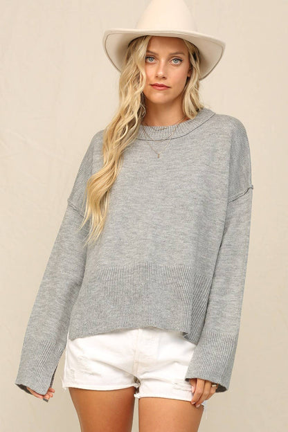 Notch Hem Cropped Sweater