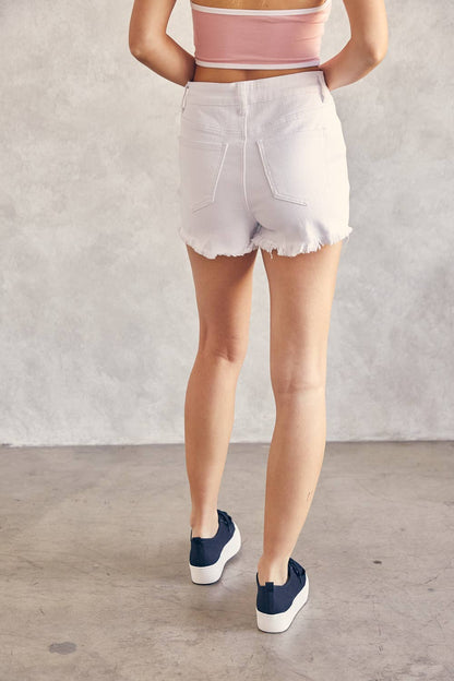 HIGH RISE FRAYED SHORTS