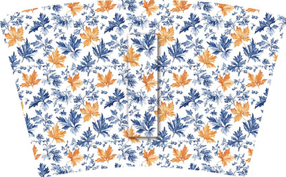 BLUE & ORANGE FALL LEAVES with Blue Bow