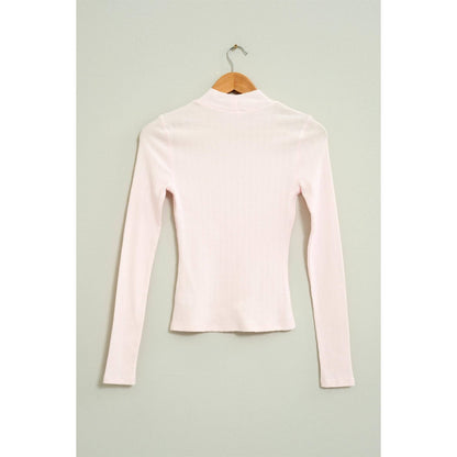 Textured High-Neck Fitted Top