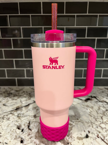 Bright Pink Glitter Straw (40oz Tumbler)