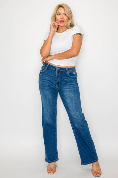 PLUS SIZE HIGH RISE STRAIGHT LEG JEAN