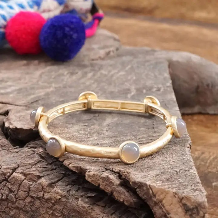 Jeweled Golden Bangle Grey Dots