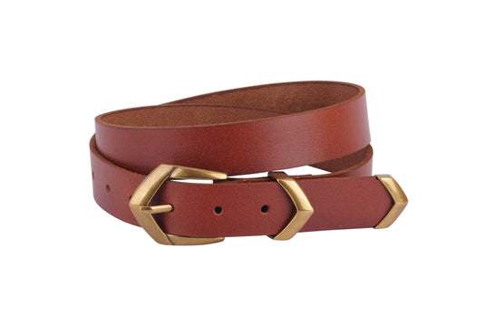 Angular Chevron Buckle Leather Belt