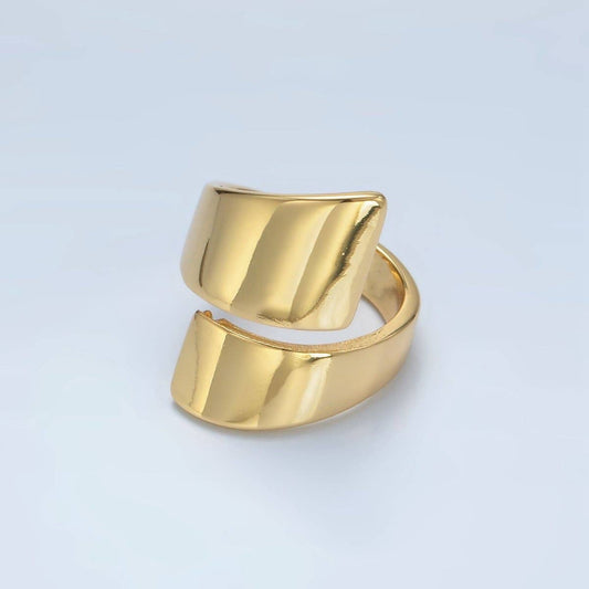 24K Gold Filled Minimalist Double Band Signet Wrap Ring | O1404