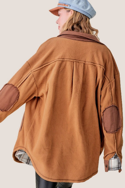 Soft Brushed Button Down Long Sleeve Fleece Shacket