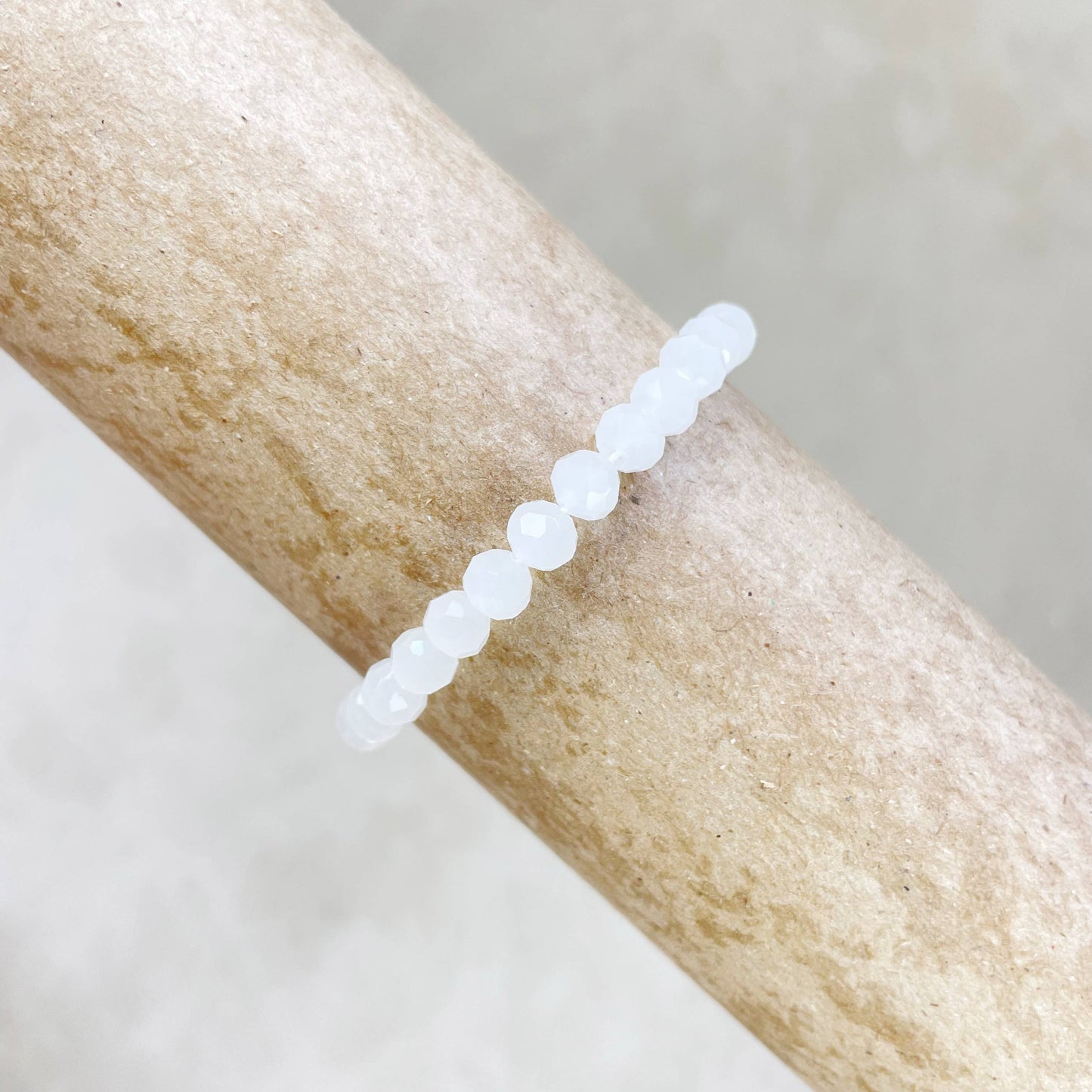 Gloria// Translucent White Crystal Beaded Bracelet