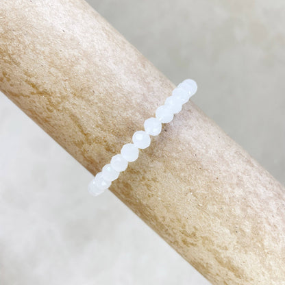 Gloria// Translucent White Crystal Beaded Bracelet