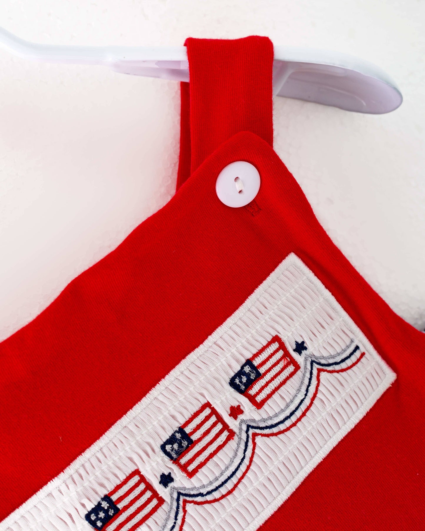 July of 4TH America Flag Star Smocked Baby Boy Romper