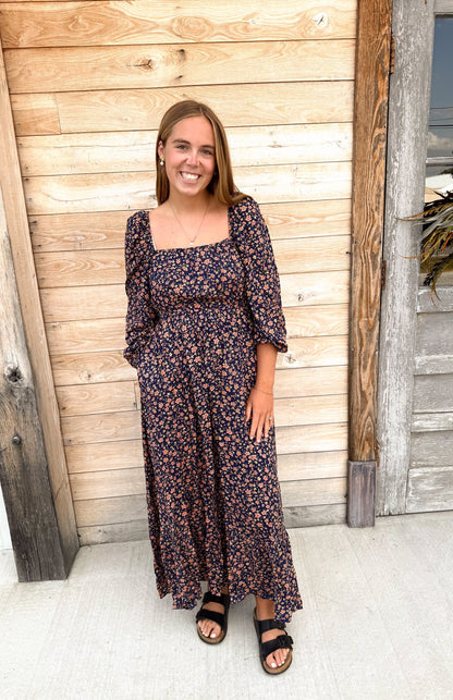 Reversible Floral Wide Flare Maxi Dress