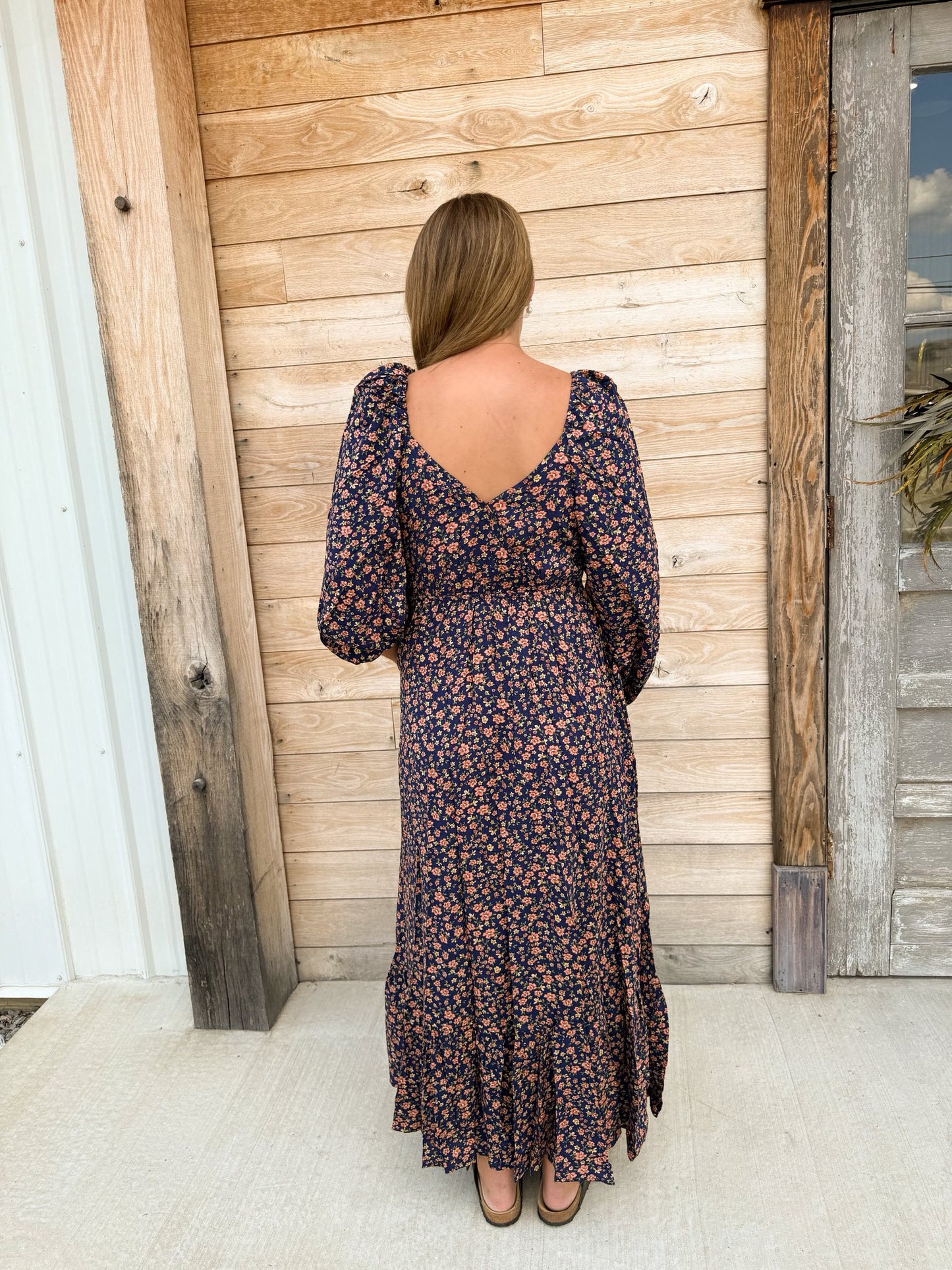 Reversible Floral Wide Flare Maxi Dress