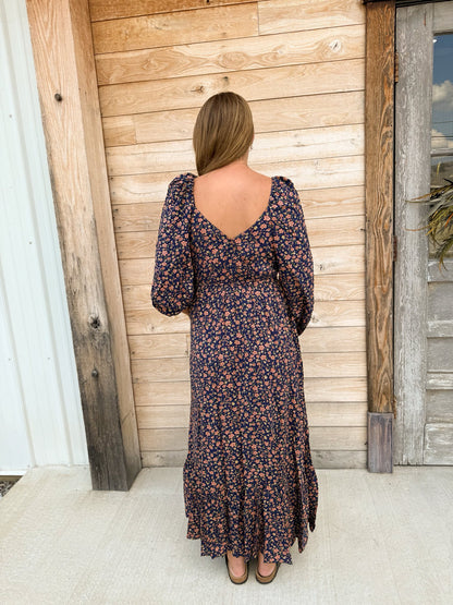 Reversible Floral Wide Flare Maxi Dress