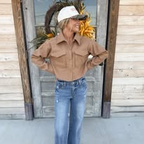 Fleece Cropped Button Jacket