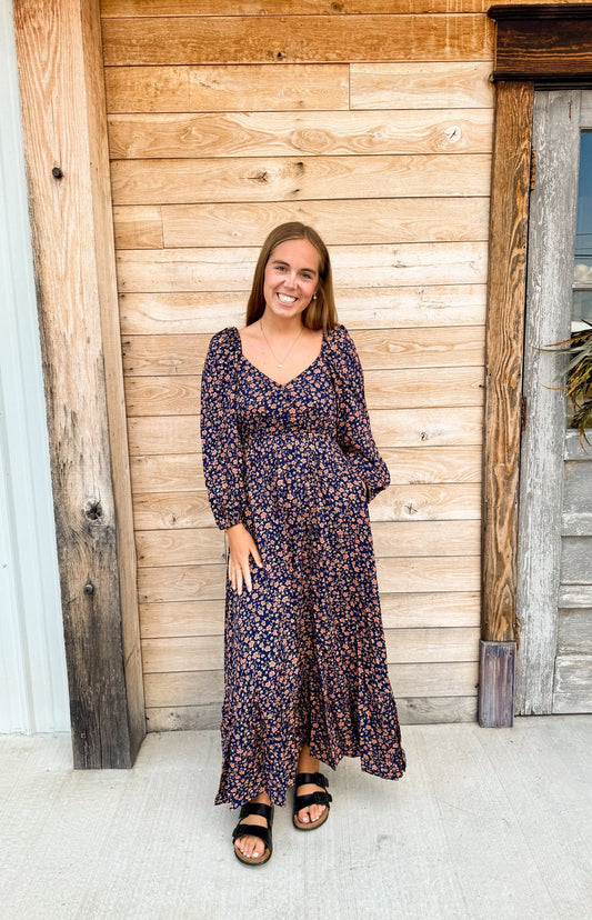 Reversible Floral Wide Flare Maxi Dress