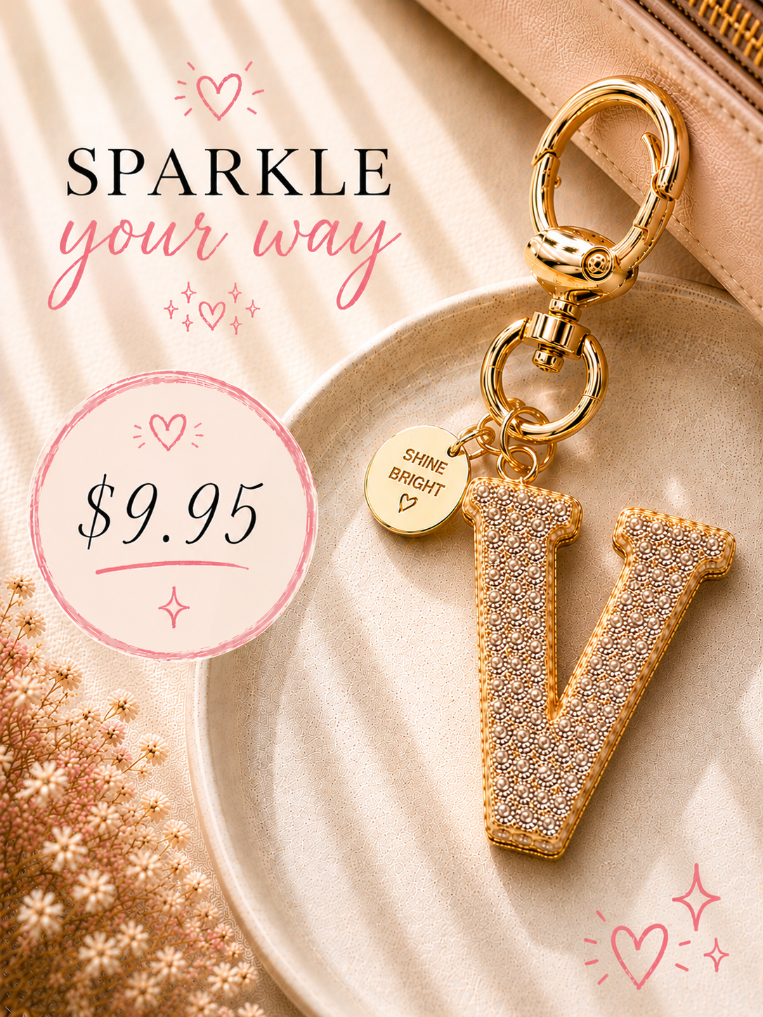 Sparkling Initial Keychain