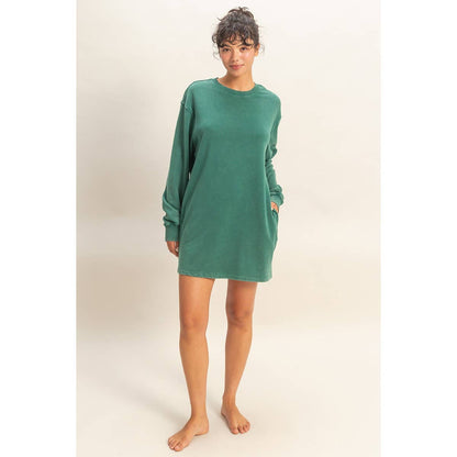 Mineral Washed Oversized Mini Sweatshirt Dress