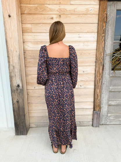 Reversible Floral Wide Flare Maxi Dress