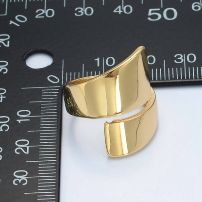 24K Gold Filled Minimalist Double Band Signet Wrap Ring | O1404