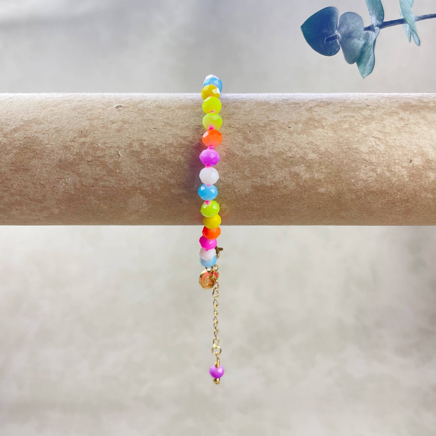 Barb// Mixed Neon Crystal Beaded Handknotted Bracelet