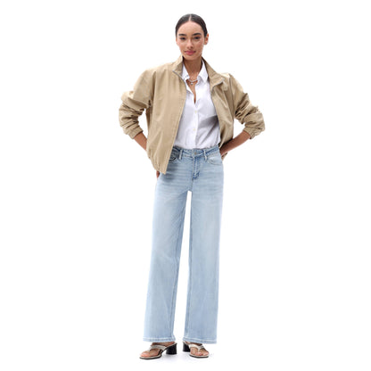 Mid Rise Wide Leg Jeans Relaxed Distressed Denim BG8001