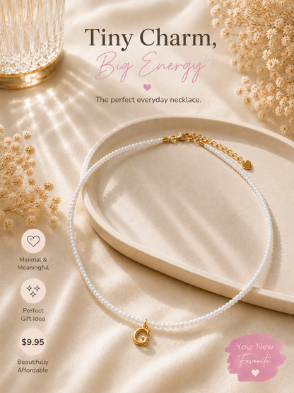Beaded bubble letter necklace