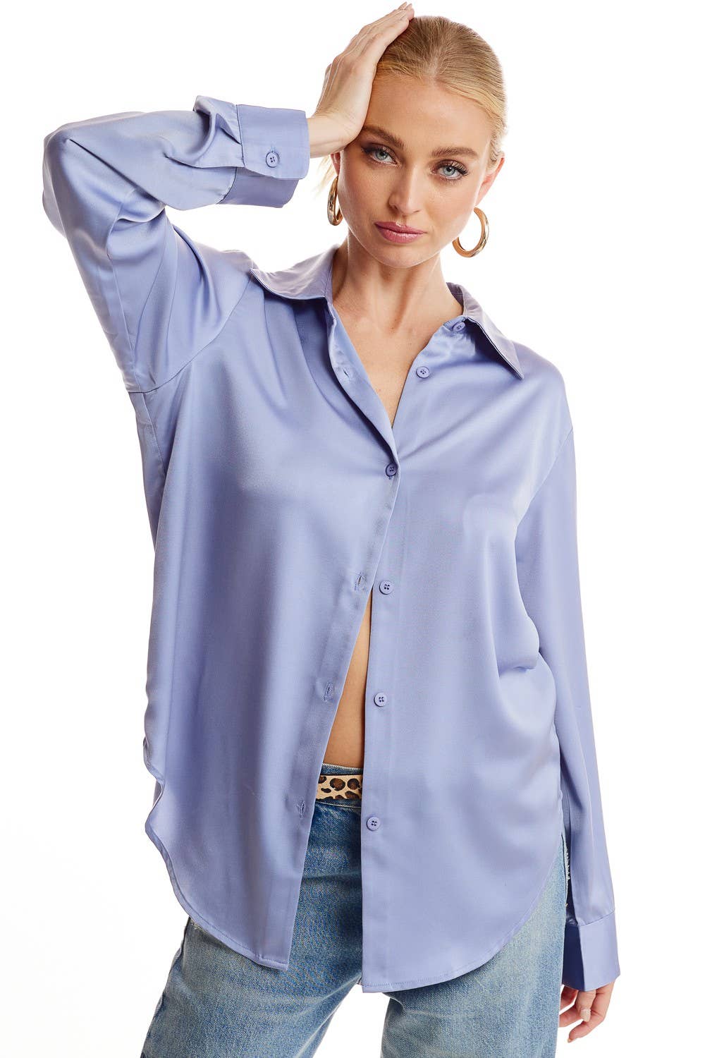 Silky Satin Button Down Blouse