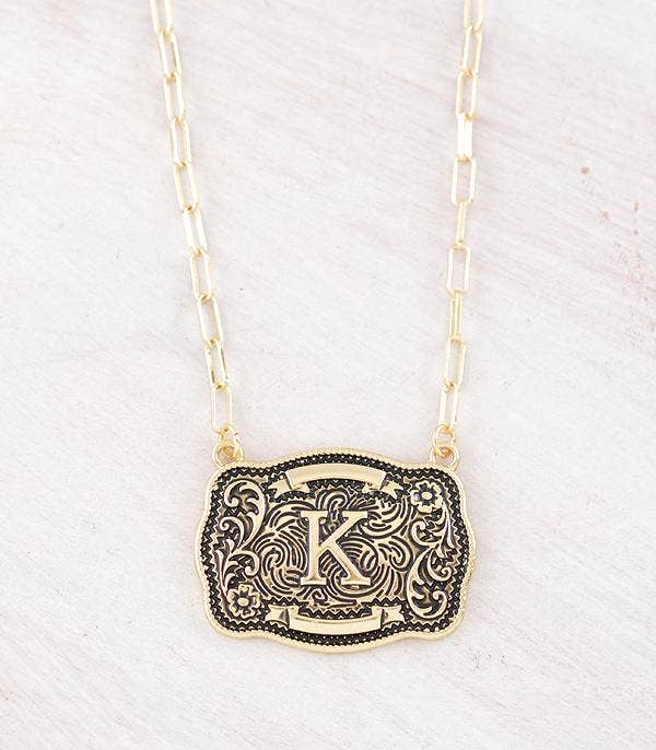 Initial Buckle Pendant Necklace K