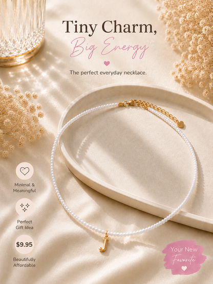 Beaded bubble letter necklace
