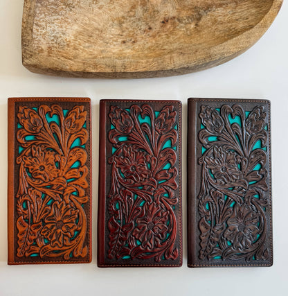 Genuine Tooled Leather Bi-Fold Wallet