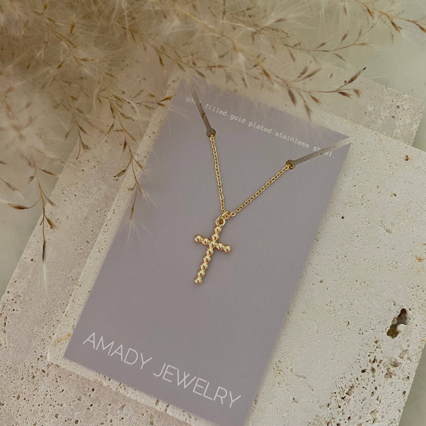 Cross charm 14k gold filled balloon necklace waterproof