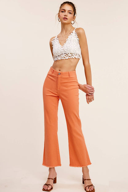 Soft Washed Stretchy High Waisted Flare Pants