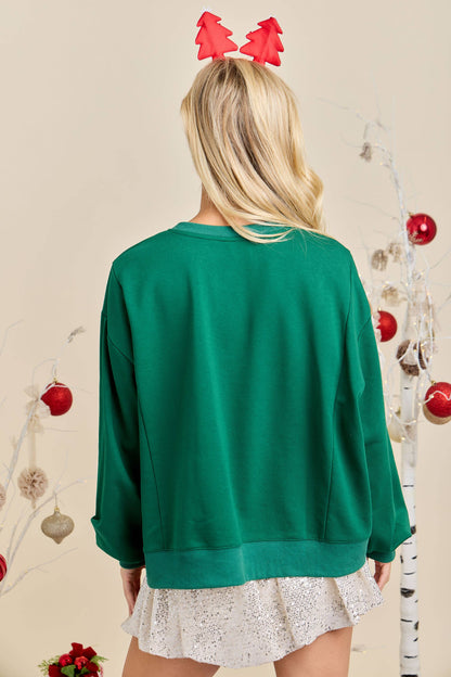 Christmas Sweatshirt Featuring Patchwork Gift box