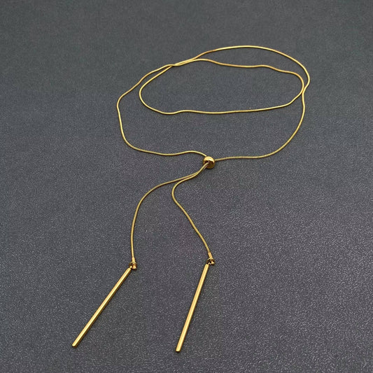 Minimalist 18K Golden Stainless Steel Lariat Necklace