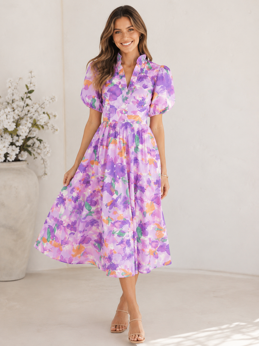 Lavendar Bloom Midi Dress
