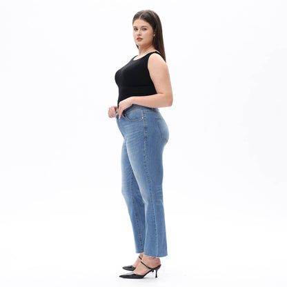 Plus Size Mid Rise Bootcut Ankle Denim Jeans OSF1138-P