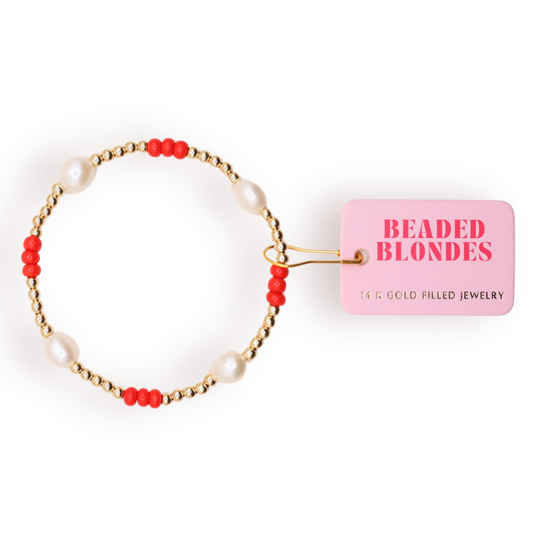 Bright Red Pearl Poppi Bracelet