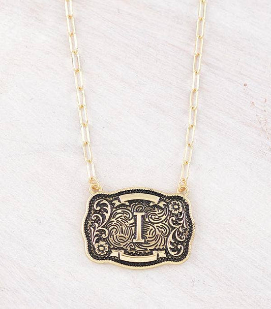 Initial Buckle Pendant Necklace I