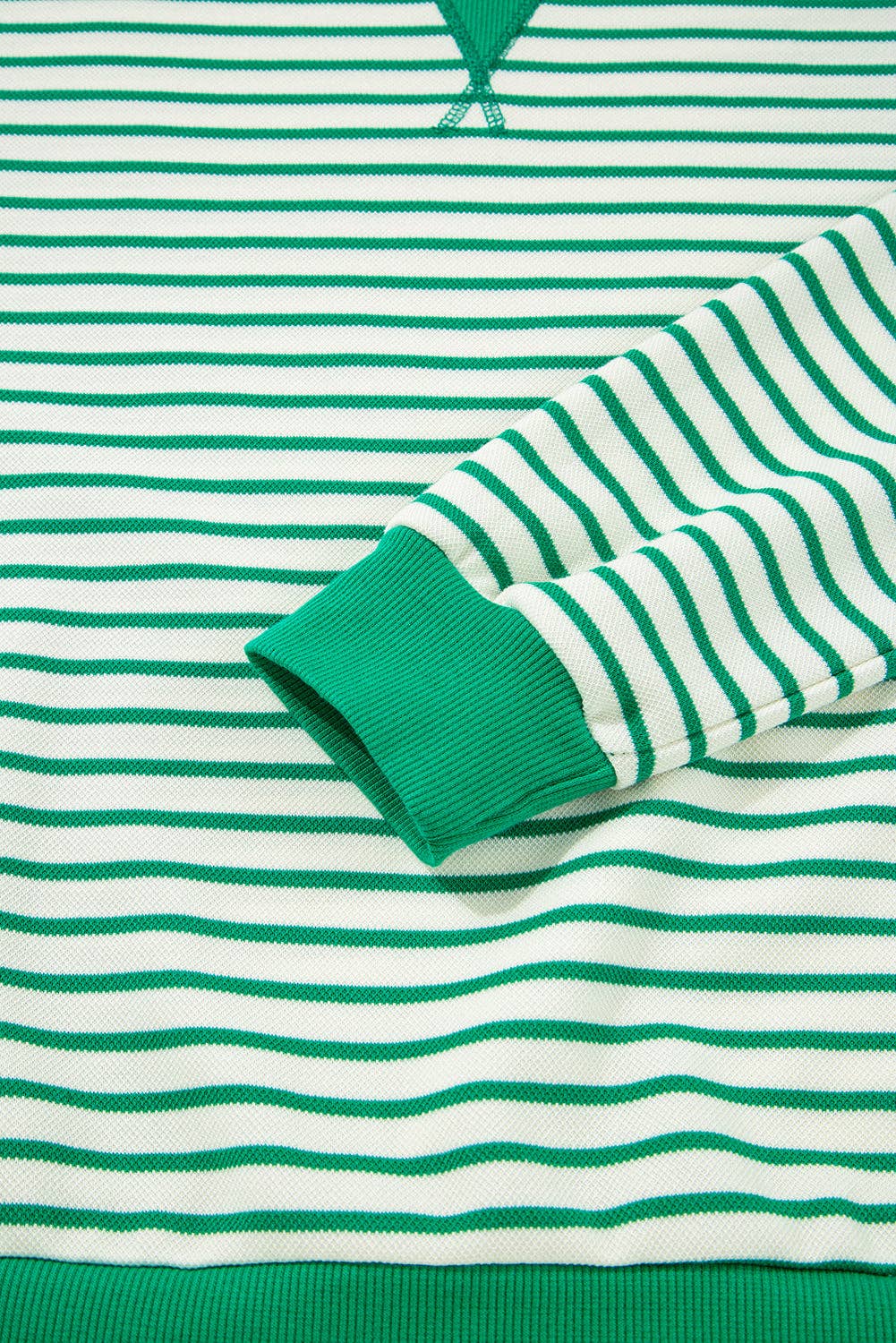 Bright Green Striped Exposed Seam Pullover Top