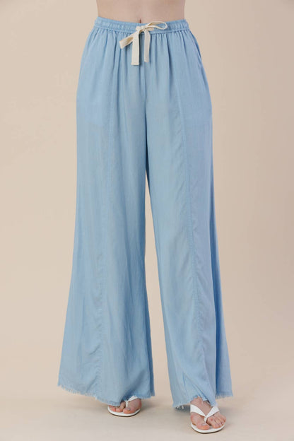 Tencel Pre-Washed Wide Leg Drawstring Pants