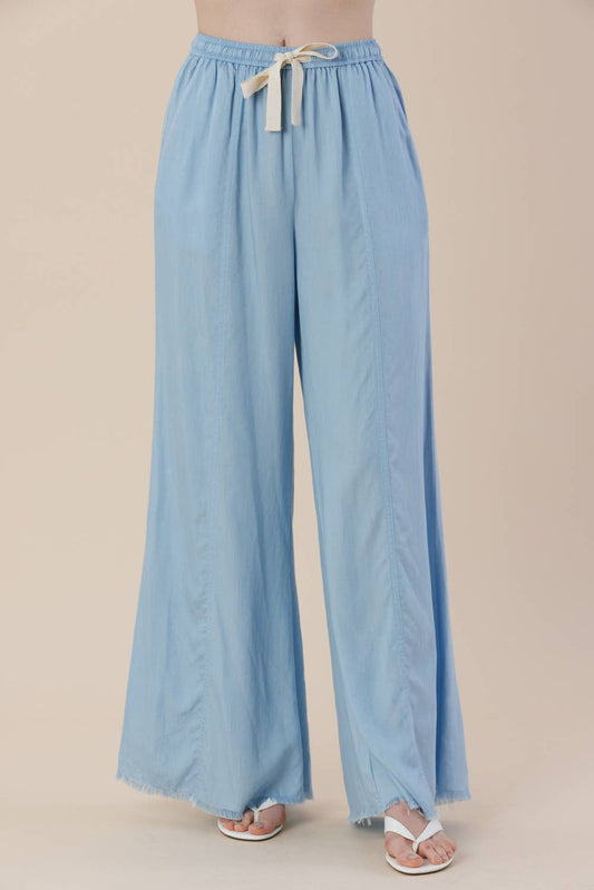 Tencel Pre-Washed Wide Leg Drawstring Pants