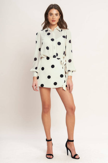 Polka dot printed woven top