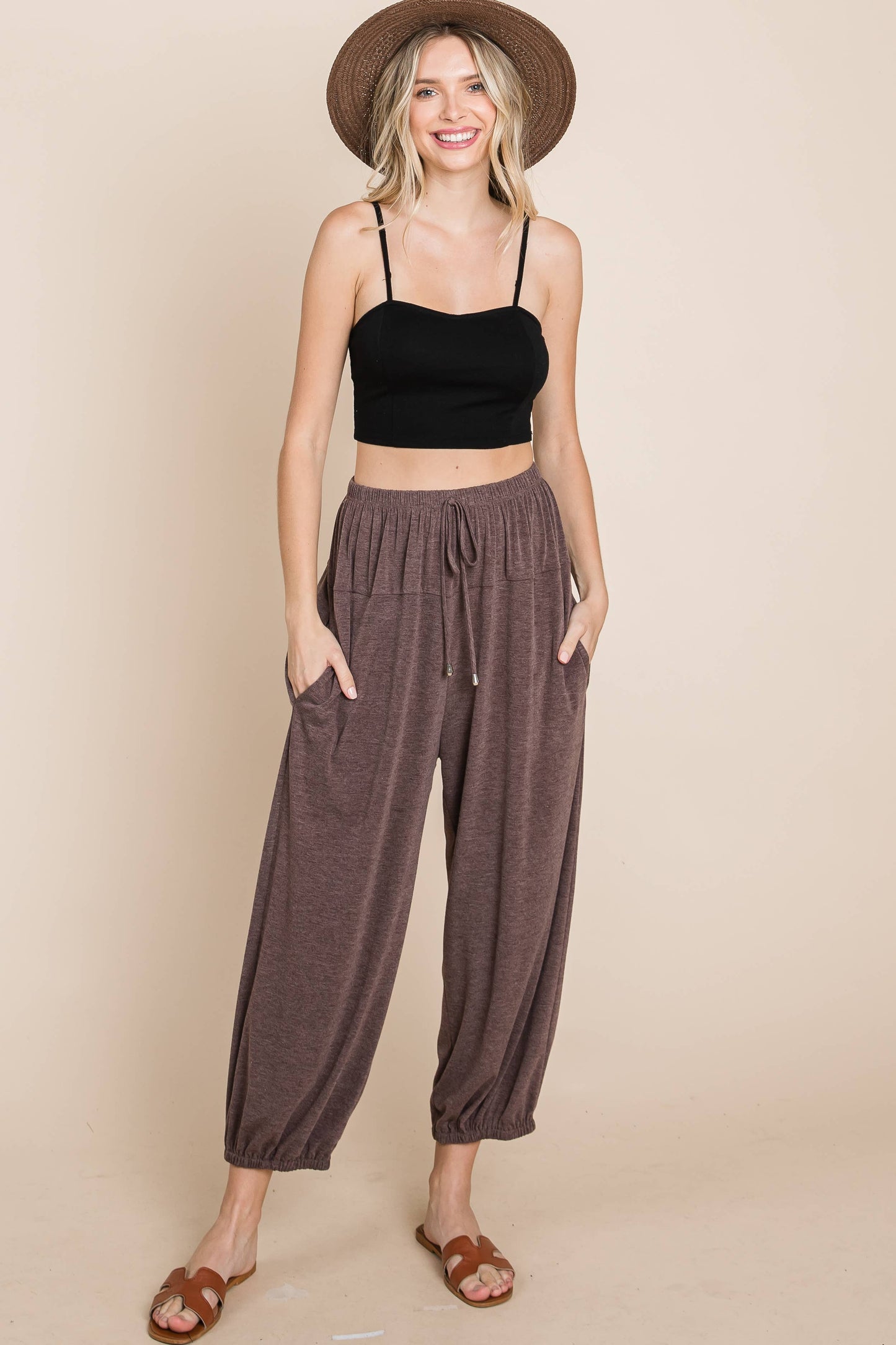 Plus Size Solid Knit Jogger Pants